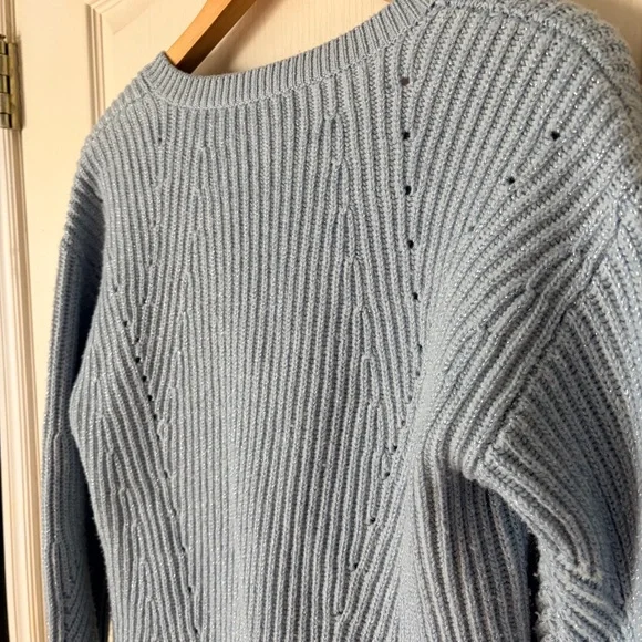 10 Crosby Derek Lam Sky Blue Cashmere Wool Blend V-Neck Sweater, oversized XS - Picture 5 of 10